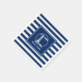 ザボートネーム航海のクラシックライトハウスストライプの スタンダードカクテルナプキン (角)
