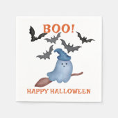 ザボー不気味幽霊とこうもりキッズハローウィンパーティ スタンダードカクテルナプキン (正面)