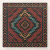 ザポテックフォークアートジオグラフィティカルダイヤモンドガラスコースター ガラスコースター (正面)