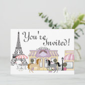 ザポニーかわいらしパリホース誕生日招待状 招待状 (スタンド正面)