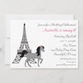 ザポニーかわいらしパリホース誕生日招待状 招待状 (裏面)