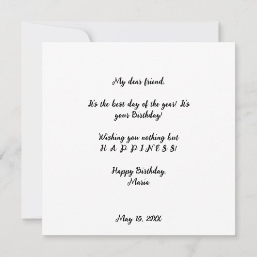 ザポルトガルのオンドスターハッピーバースデーカード (裏面)