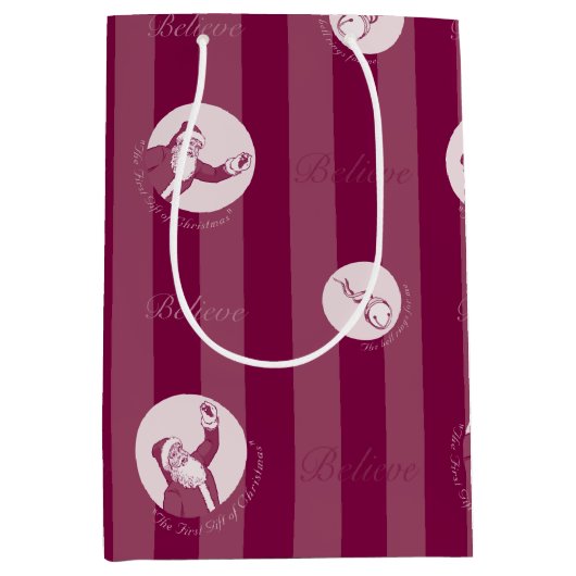 ザポーラ表現 |サンタストライプのクロースのパターン ミディアムペーパーバッグ (正面)