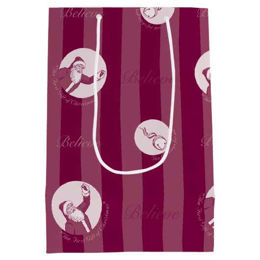 ザポーラ表現 |サンタストライプのクロースのパターン ミディアムペーパーバッグ (裏面)