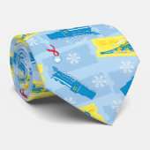 ザポーラ表現 |レトロ列車とチケットパターン ネクタイ (ロール)