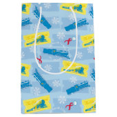 ザポーラ表現 |レトロ列車とチケットパターン ミディアムペーパーバッグ (正面)