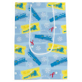 ザポーラ表現 |レトロ列車とチケットパターン ミディアムペーパーバッグ (裏面)