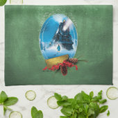 ザポーラ表現 | Holiday Framed Train到着 キッチンタオル (折り畳み)