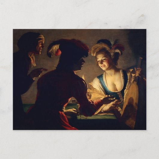 ザマッチメーカー – Gerrit Van Honthorst ポストカード (正面)