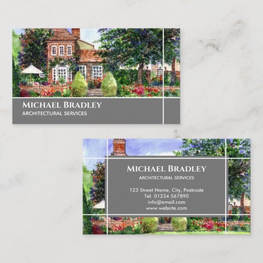 ザマナーハウスヨークウォーターカラーアーキテクチュア 名刺 (正面/裏面)