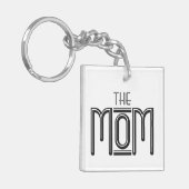 ザマパーソナライズされたマシンプル白黒文字 キーホルダー (正面左)