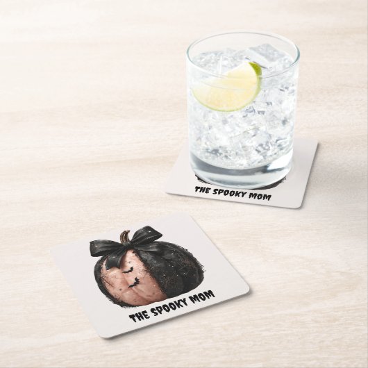 ザママハ不気味ロウィーンカボチャ スクエアペーパーコースター (インサイチュ)