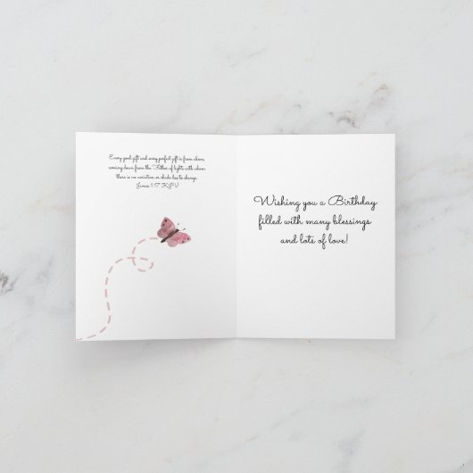 ザマルチ恵みバタフライ誕生日 カード (内部)