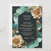 ザマーブルモンスターエメラルドグリーンと金ゴールド結婚ズ 招待状 (正面)