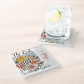 ザマ最高のマエバーフローラプリント ガラスコースター (アングル)