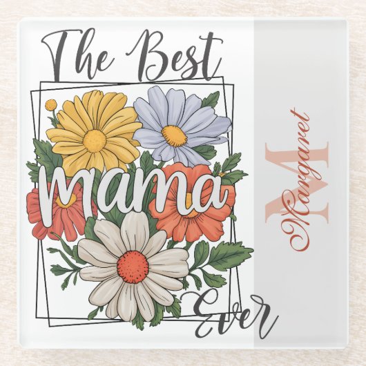 ザマ最高のマエバーフローラプリント ガラスコースター (正面)