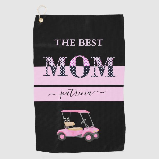 ザマ最高のマクスタイリッシュピンクレタリング ゴルフタオル (正面)