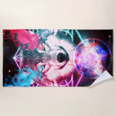 ザミスティカル宇宙ウルフ ビーチタオル (正面)