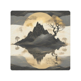 ザミスティマウンテンブラック&金ゴールド メタルプリント