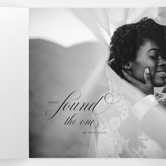 ザムナ |黒と白の3倍の結婚式の招待 三つ折りカード (内部中)