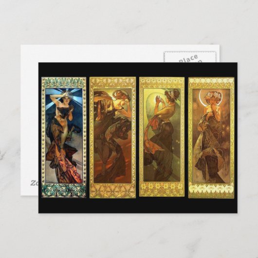 ザムーンアンドザスターズヴィンテージミュシャ葉書 ポストカード (正面/裏面)