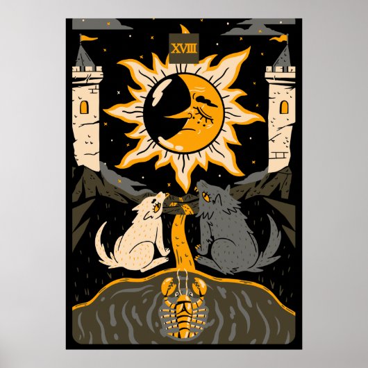 ザムーンカードザ18タロットカードレトロヴィンテージ ポスター (正面)