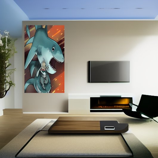 ザメと男 | AIアートポスター ポスター