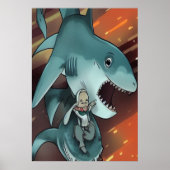ザメと男 | AIアートポスター ポスター (正面)