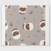 ザメラニンTho®ブラックサンタビンテージクリスマス ラッピングペーパー (フラット)