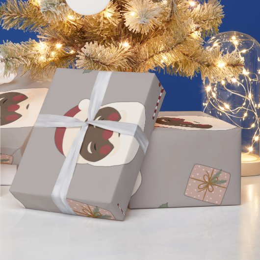ザメラニンTho®ブラックサンタラッピング ラッピングペーパー (クリスマス)