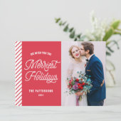 ザメリーホリデータイポグラフィ写真クリスマス シーズンカード (スタンド正面)