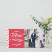 ザメリーホリデータイポグラフィ写真クリスマス シーズンカード (スタンド正面)