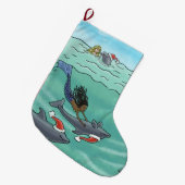 ザメルメイド12日 – イルカストッキングラージ ラージクリスマスストッキング (正面 (吊り時))