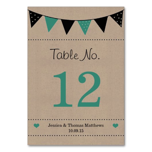 ザモダンターコイズバント結婚コレクション テーブルナンバー (正面)