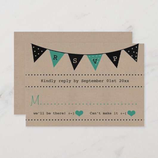 ザモダンターコイズバント結婚コレクション 出欠カード (正面/裏面)