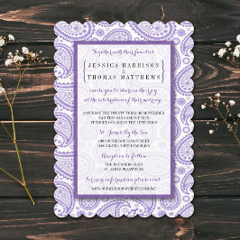 ザモダンペイズリー結婚コレクション – パープル 招待状