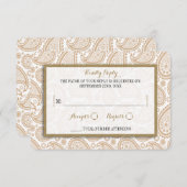 ザモダンペイズリー結婚ズコレクション – ブラウン 出欠カード (正面/裏面)
