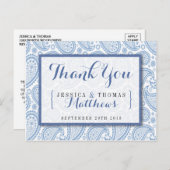 ザモダンペイズリー結婚ズコレクション – 青 ポストカード (正面/裏面)