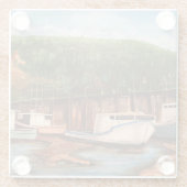 ザモダン魚釣りビレッジブラウンズアンドグリーン ガラスコースター (裏面)