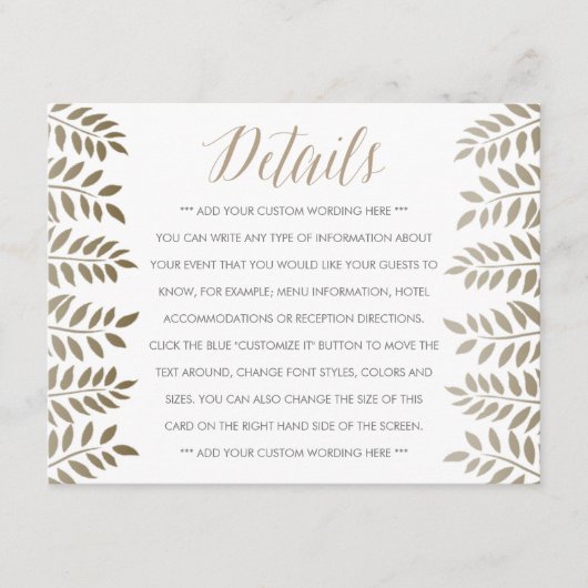 ザモノクロファーンウッドランド結婚ズコレクション エンクロージャーカード (正面)