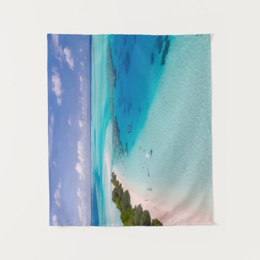 ザモルディブかわいらしブルー海ビーチサンディショア タペストリー (正面)