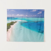 ザモルディブかわいらしブルー海ビーチサンディショア タペストリー (正面(横))