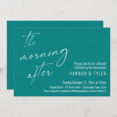 ザモーニングモダンアフター結婚ズブランチティール(緑がかった色) 招待状 (正面/裏面)