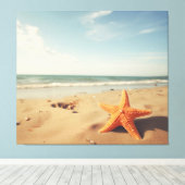 ザモーメントオブセレニティスターフィッシュオンビーチ現実主義 キャンバスプリント (インサイチュ (ウッドフロア))