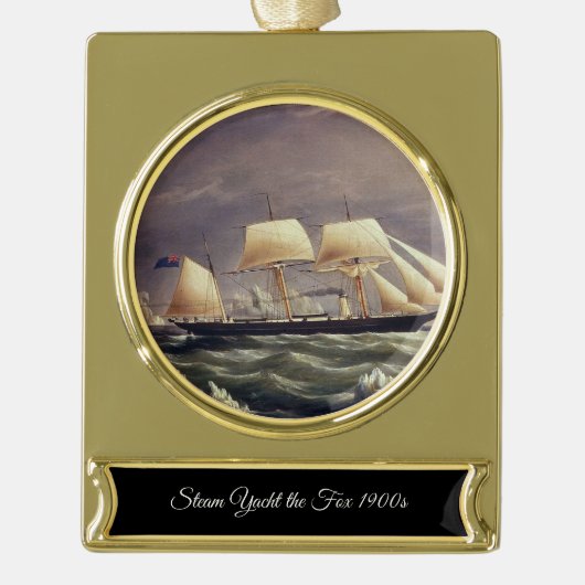 ザヨットキツネ1900s ゴールドプレートバナーオーナメント (正面)