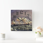 ザヨットキツネ1900s スクエア壁時計 (ホーム)