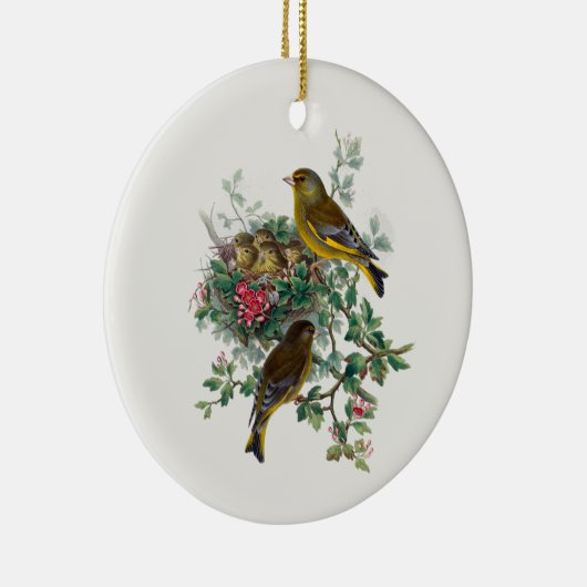ザヨーロッパのグリーンフィンチ セラミックオーナメント (右)