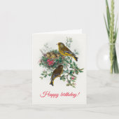 ザヨーロッパのグリーンフィンチ、ハッピーバースデー カード (正面)
