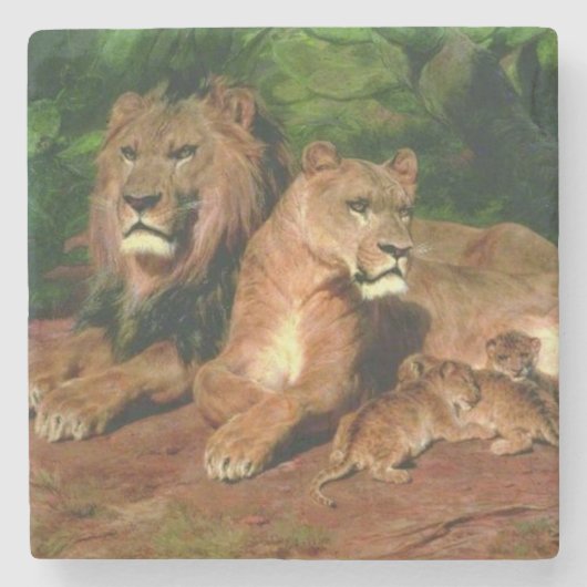 ザライオンアットホーム(by Rosa Bonheur) ストーンコースター (正面)