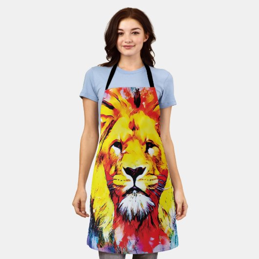 ザライオン顔 エプロン (着用した状態)